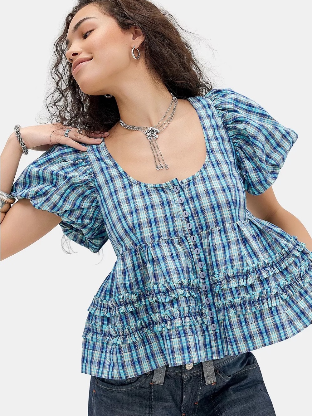 Damson Madder Blue Summer Joy Blouse - Size US 4 UK 8